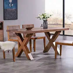 Oak table in the kitchen interior