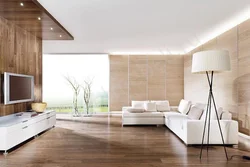White Wooden Wall In The Living Room Interior