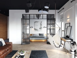 Loft Uslubidagi Yashash Xonasi Yotoqxonasining Ichki Qismi
