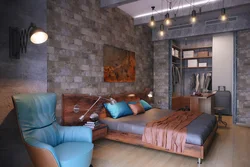 Living room bedroom interior in loft style