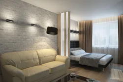 Living room bedroom interior in loft style