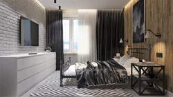 Loft uslubidagi yashash xonasi yotoqxonasining ichki qismi
