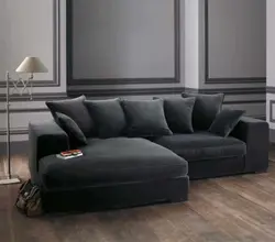 Yashash Xonasining Ichki Qismidagi Velor Burchakli Divan