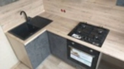 Nordic oak countertop in the kitchen interior