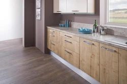 Nordic oak countertop in the kitchen interior