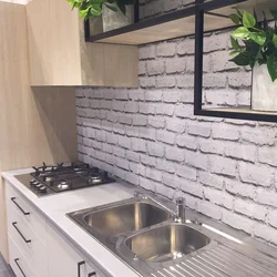 PVC brick panels in the kitchen interior