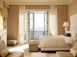 Bedroom Interior With Floor-To-Ceiling Windows