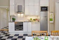 Refrigerator and stove in the kitchen interior