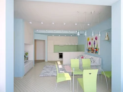 Interior of a children's room if it is also a kitchen