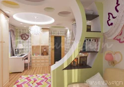 Interior of a children's room if it is also a kitchen