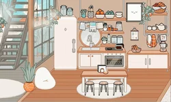 Interior of a children's room if it is also a kitchen