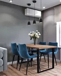 Gray table and chairs in the kitchen interior