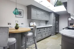 Gray table and chairs in the kitchen interior
