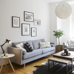 Scandinavian style sofa in the living room interior