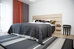 Carpets in the bedroom interior and curtains