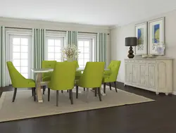 Dark green chairs for the kitchen in the interior