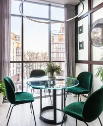 Dark green chairs for the kitchen in the interior