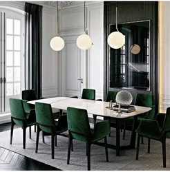 Dark green chairs for the kitchen in the interior