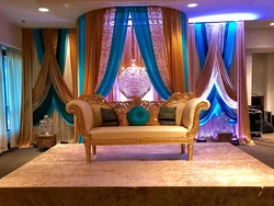 Oriental Style Curtains In The Living Room Interior