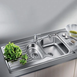 Stainless steel sink for kitchen interior