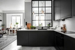 Gray kitchen window design