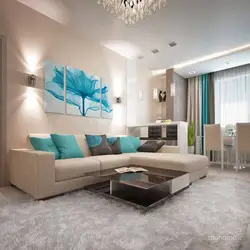 Brown Turquoise Living Room Design
