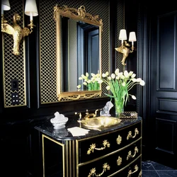 Bathroom design gold black