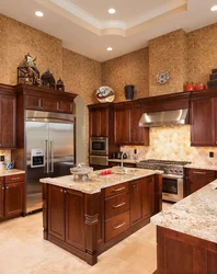 Wooden kitchen design wallpaper