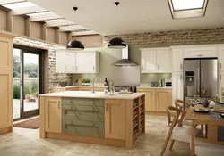 Wooden kitchen design wallpaper