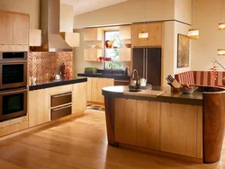 Wooden kitchen design wallpaper