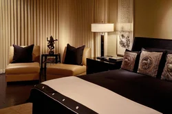 Beige black bedroom design