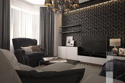 Dark bedroom living room design