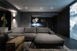 Dark bedroom living room design