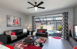 Black and red living room design