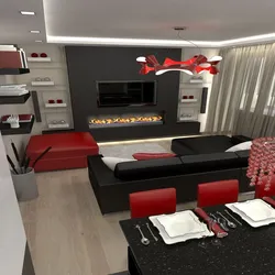 Black and red living room design