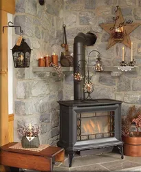 Kitchen design with potbelly stove