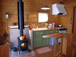 Kitchen design with potbelly stove