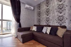 Living room design wallpaper behind the sofa