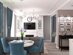 Kitchen living room gray blue design