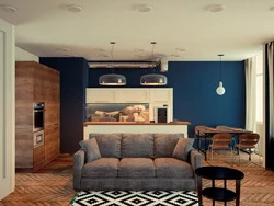 Brown kitchen design with sofa