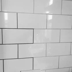 White tiles in the bathroom with white grout photo