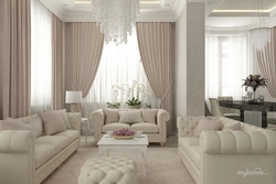 Curtains for the living room in a modern style photo under light wallpaper