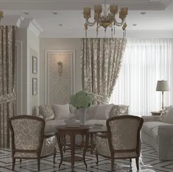 Beautiful curtains for the living room in the style of modern photo classic