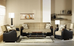 2 armchairs and a sofa in the living room interior