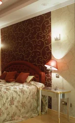 Wall panel from wallpaper in the bedroom photo