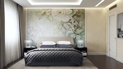 Wall Panel From Wallpaper In The Bedroom Photo