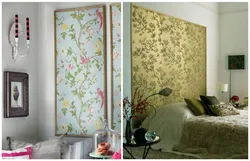 Wall panel from wallpaper in the bedroom photo