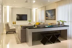 Living room interior bar counter behind the sofa