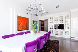 Lilac chairs in the kitchen interior