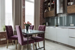 Lilac chairs in the kitchen interior